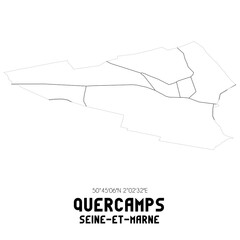 QUERCAMPS Seine-et-Marne. Minimalistic street map with black and white lines.