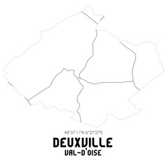 DEUXVILLE Val-d'Oise. Minimalistic street map with black and white lines.