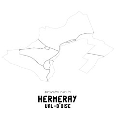 HERMERAY Val-d'Oise. Minimalistic street map with black and white lines.