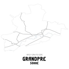 GRANDPRE Somme. Minimalistic street map with black and white lines.