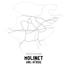 MOLINET Val-d'Oise. Minimalistic street map with black and white lines.