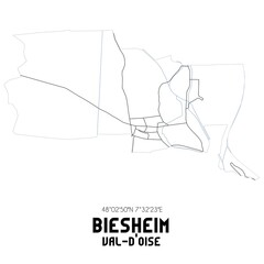 BIESHEIM Val-d'Oise. Minimalistic street map with black and white lines.