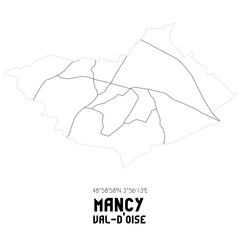 MANCY Val-d'Oise. Minimalistic street map with black and white lines.