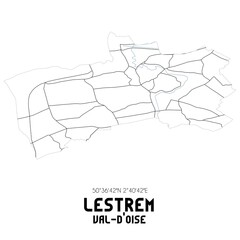 LESTREM Val-d'Oise. Minimalistic street map with black and white lines.