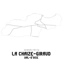 LA CHAIZE-GIRAUD Val-d'Oise. Minimalistic street map with black and white lines.