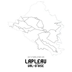 LAPLEAU Val-d'Oise. Minimalistic street map with black and white lines.