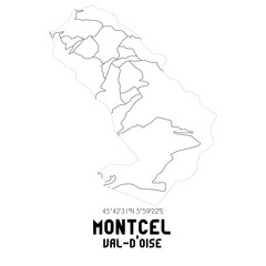 MONTCEL Val-d'Oise. Minimalistic street map with black and white lines.