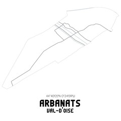 ARBANATS Val-d'Oise. Minimalistic street map with black and white lines.