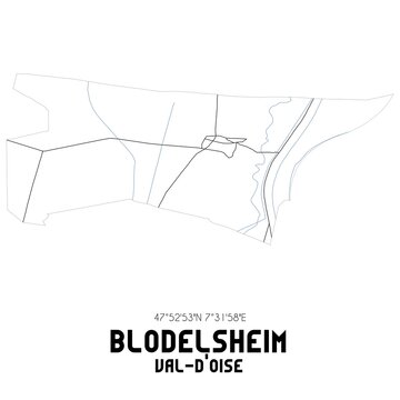 BLODELSHEIM Val-d'Oise. Minimalistic street map with black and white lines.