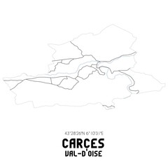 CARCES Val-d'Oise. Minimalistic street map with black and white lines.