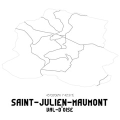 SAINT-JULIEN-MAUMONT Val-d'Oise. Minimalistic street map with black and white lines.