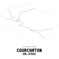 COURCHATON Val-d'Oise. Minimalistic street map with black and white lines.