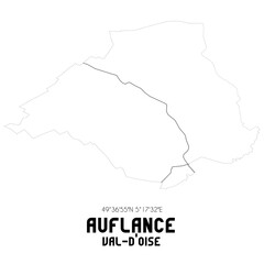 AUFLANCE Val-d'Oise. Minimalistic street map with black and white lines.