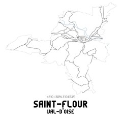 SAINT-FLOUR Val-d'Oise. Minimalistic street map with black and white lines.