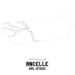 ANCELLE Val-d'Oise. Minimalistic street map with black and white lines.