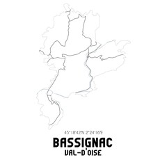 BASSIGNAC Val-d'Oise. Minimalistic street map with black and white lines.