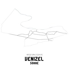 VENIZEL Somme. Minimalistic street map with black and white lines.