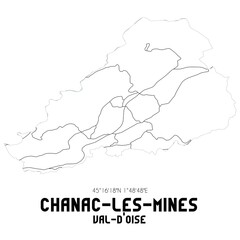 CHANAC-LES-MINES Val-d'Oise. Minimalistic street map with black and white lines.