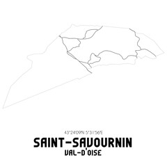 SAINT-SAVOURNIN Val-d'Oise. Minimalistic street map with black and white lines.