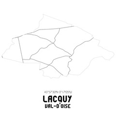 LACQUY Val-d'Oise. Minimalistic street map with black and white lines.