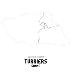 TURRIERS Somme. Minimalistic street map with black and white lines.