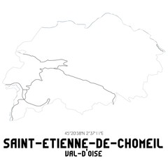 Fototapeta premium SAINT-ETIENNE-DE-CHOMEIL Val-d'Oise. Minimalistic street map with black and white lines.