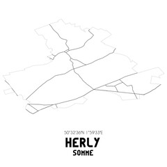 HERLY Somme. Minimalistic street map with black and white lines.