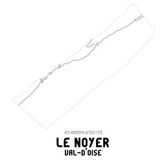 LE NOYER Val-d'Oise. Minimalistic street map with black and white lines.
