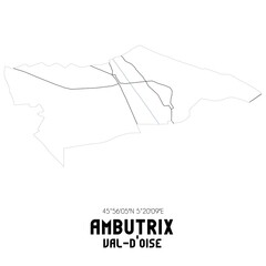 AMBUTRIX Val-d'Oise. Minimalistic street map with black and white lines.