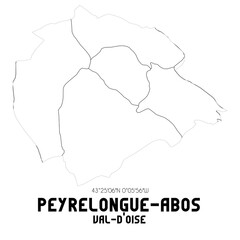 Fototapeta premium PEYRELONGUE-ABOS Val-d'Oise. Minimalistic street map with black and white lines.