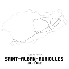 SAINT-ALBAN-AURIOLLES Val-d'Oise. Minimalistic street map with black and white lines.