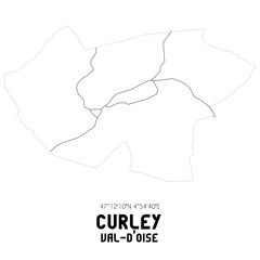 CURLEY Val-d'Oise. Minimalistic street map with black and white lines.