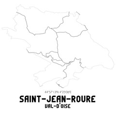 SAINT-JEAN-ROURE Val-d'Oise. Minimalistic street map with black and white lines.