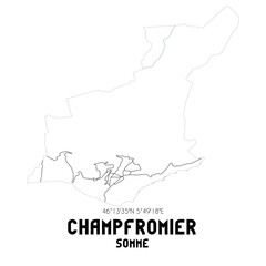 CHAMPFROMIER Somme. Minimalistic street map with black and white lines.