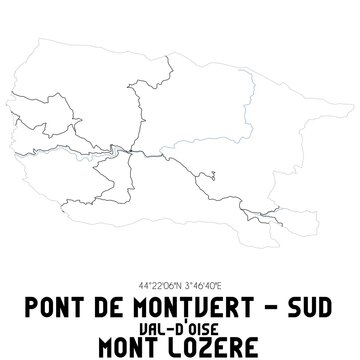 PONT DE MONTVERT - SUD MONT LOZERE Val-d'Oise. Minimalistic street map with black and white lines.