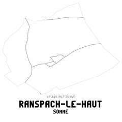 RANSPACH-LE-HAUT Somme. Minimalistic street map with black and white lines.