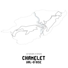 CHAMELET Val-d'Oise. Minimalistic street map with black and white lines.