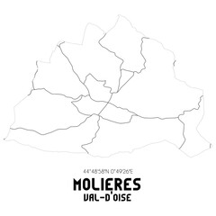 MOLIERES Val-d'Oise. Minimalistic street map with black and white lines.