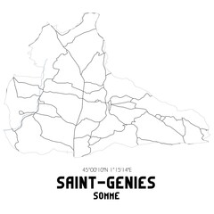 SAINT-GENIES Somme. Minimalistic street map with black and white lines.