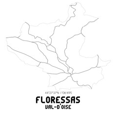FLORESSAS Val-d'Oise. Minimalistic street map with black and white lines.