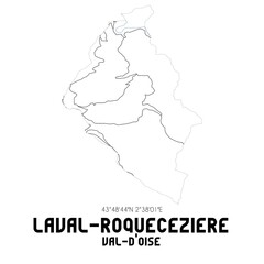 LAVAL-ROQUECEZIERE Val-d'Oise. Minimalistic street map with black and white lines.