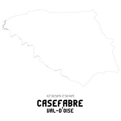 CASEFABRE Val-d'Oise. Minimalistic street map with black and white lines.