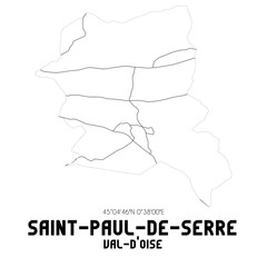 SAINT-PAUL-DE-SERRE Val-d'Oise. Minimalistic street map with black and white lines.