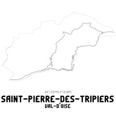 Fototapeta premium SAINT-PIERRE-DES-TRIPIERS Val-d'Oise. Minimalistic street map with black and white lines.