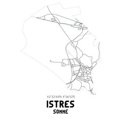 ISTRES Somme. Minimalistic street map with black and white lines.