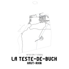 LA TESTE-DE-BUCH Haut-Rhin. Minimalistic street map with black and white lines.