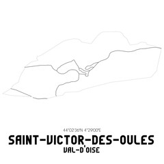 SAINT-VICTOR-DES-OULES Val-d'Oise. Minimalistic street map with black and white lines.