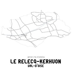 LE RELECQ-KERHUON Val-d'Oise. Minimalistic street map with black and white lines.