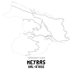 MEYRAS Val-d'Oise. Minimalistic street map with black and white lines.
