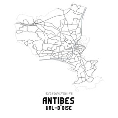 ANTIBES Val-d'Oise. Minimalistic street map with black and white lines.